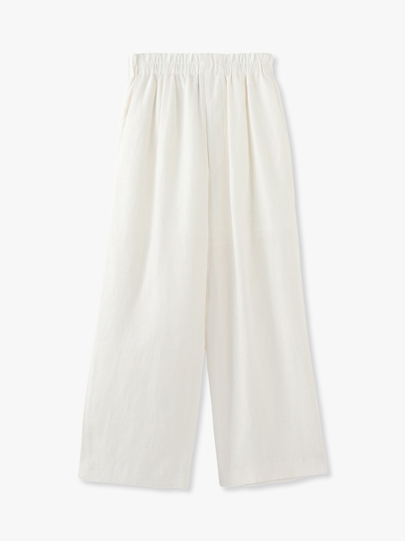 Organic Linen Everyday Tuck Pants (white/navy) 詳細画像 white 2