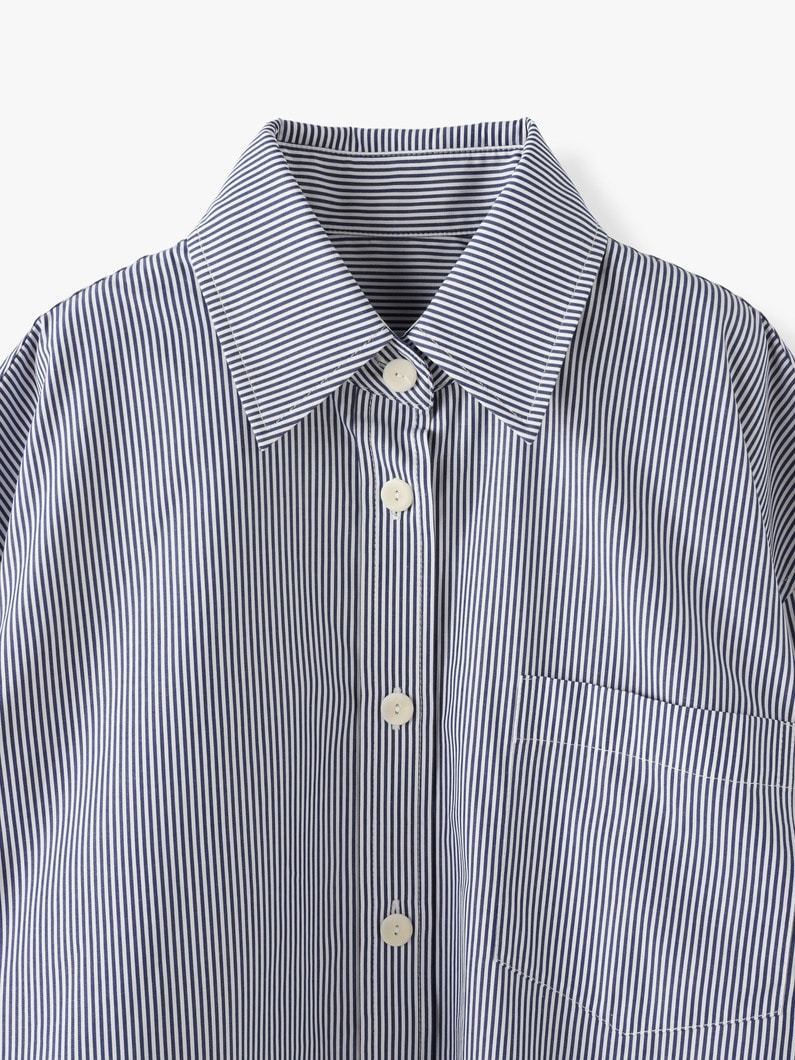 Oversized Blue Striped Cotton Shirt 詳細画像 blue 3