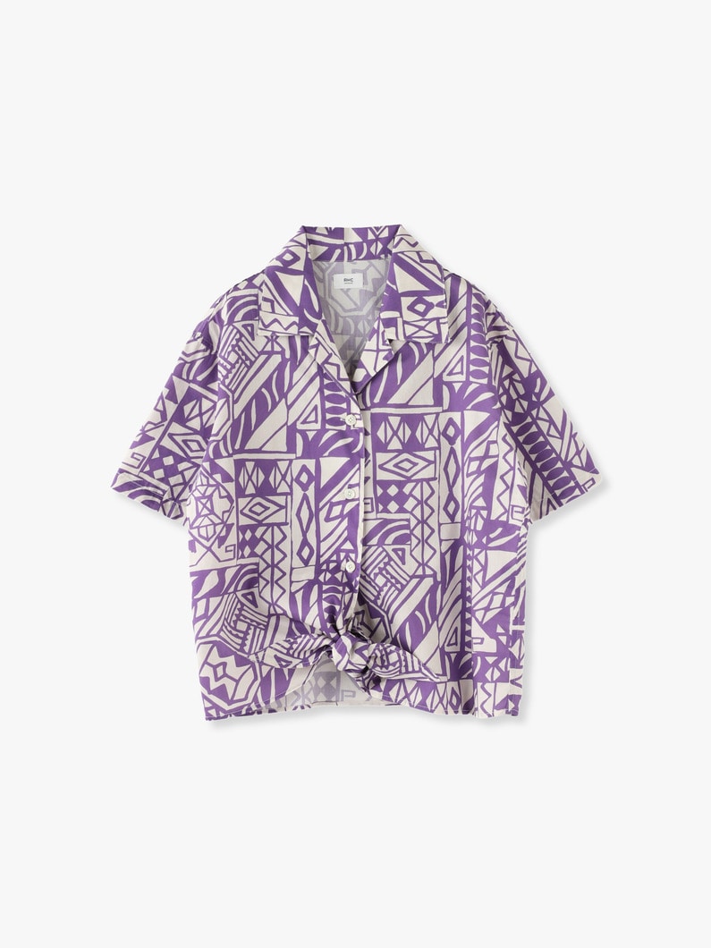 Cotton Short Sleeve Print Shirt 詳細画像 purple 2