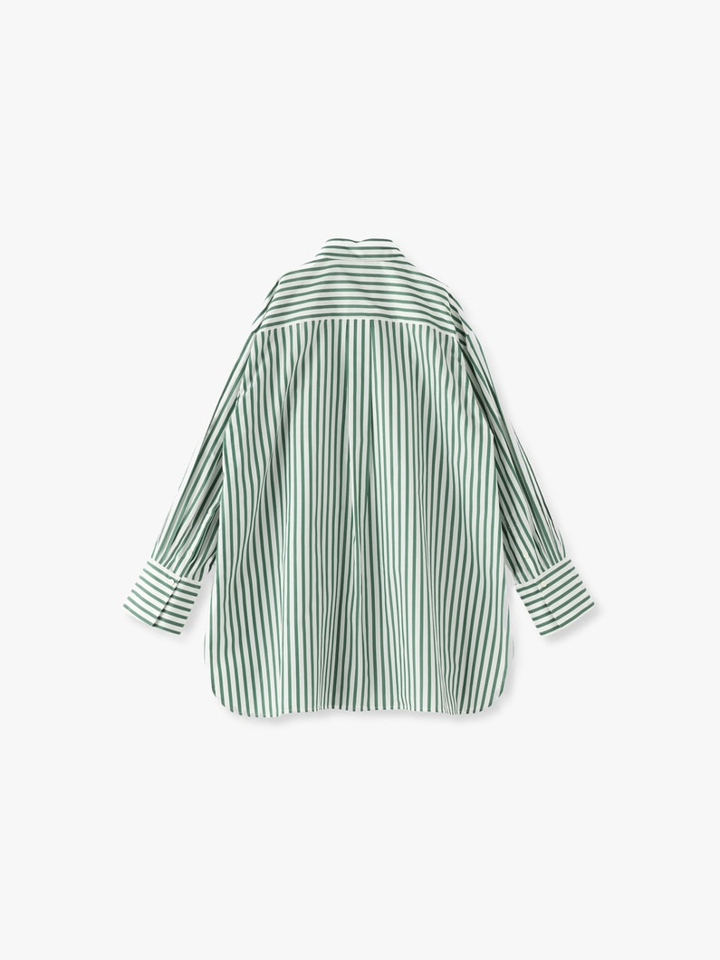 Silk Cotton Striped Shirt 詳細画像 green 4