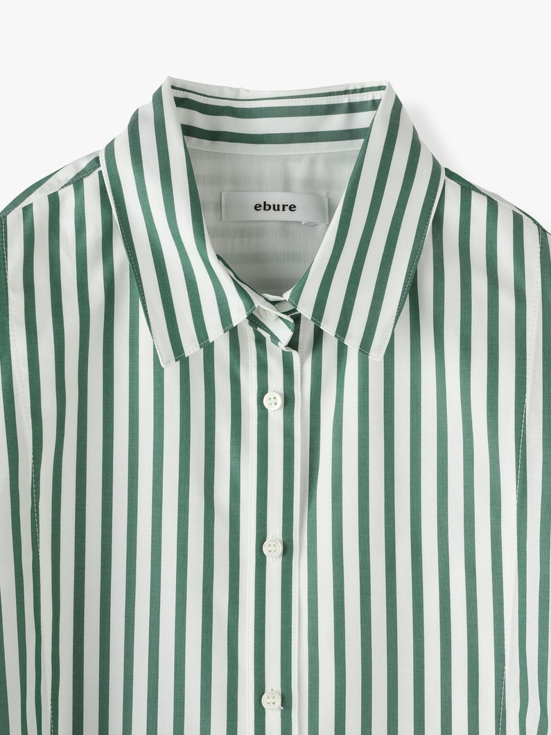 Silk Cotton Striped Shirt 詳細画像 green 5