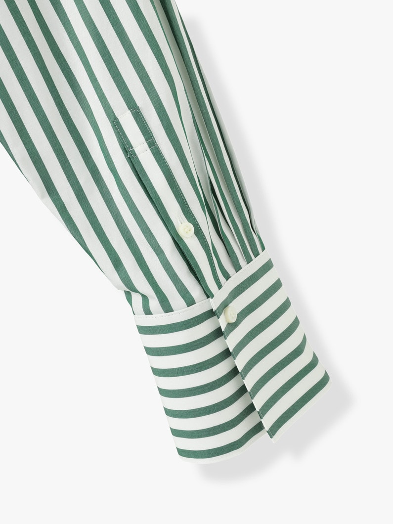 Silk Cotton Striped Shirt 詳細画像 green 7