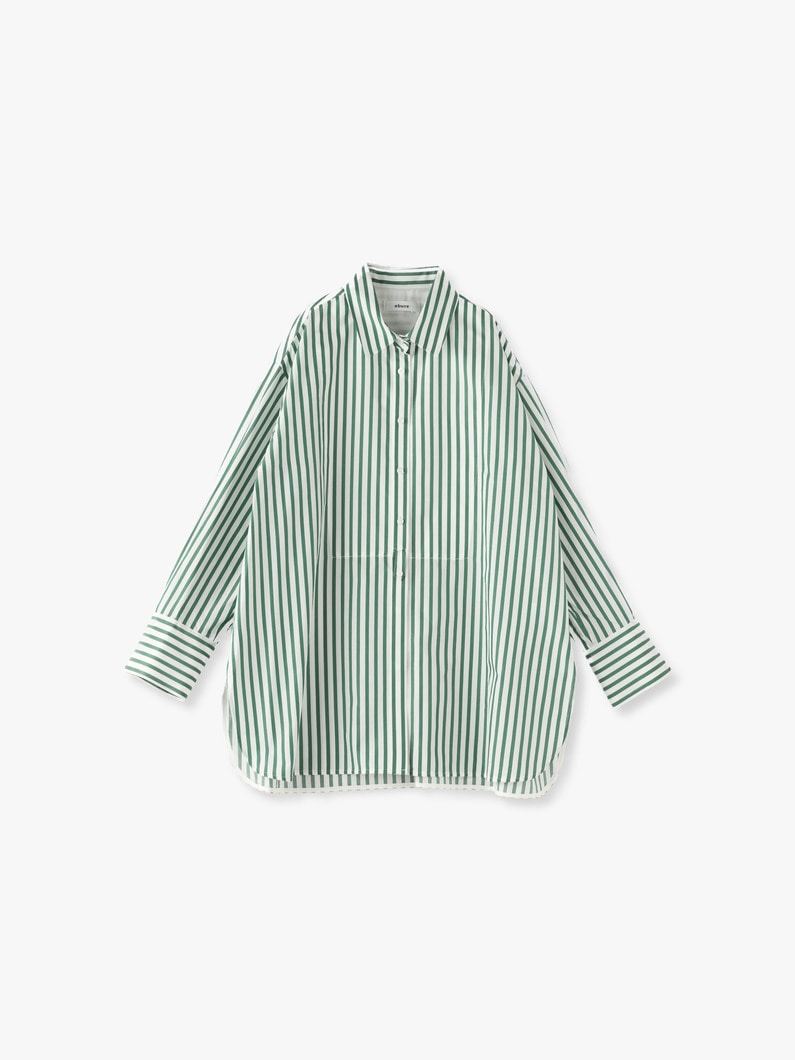 Silk Cotton Striped Shirt 詳細画像 green 3