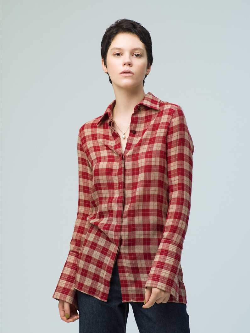 Cashmere Checked Shirt 詳細画像 red 1