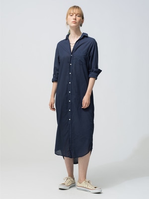Rory Botanical Dye Organic Cotton Voile Shirt Dress 詳細画像 navy