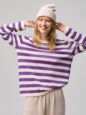 Genica Striped Knit Pullover 詳細画像 purple