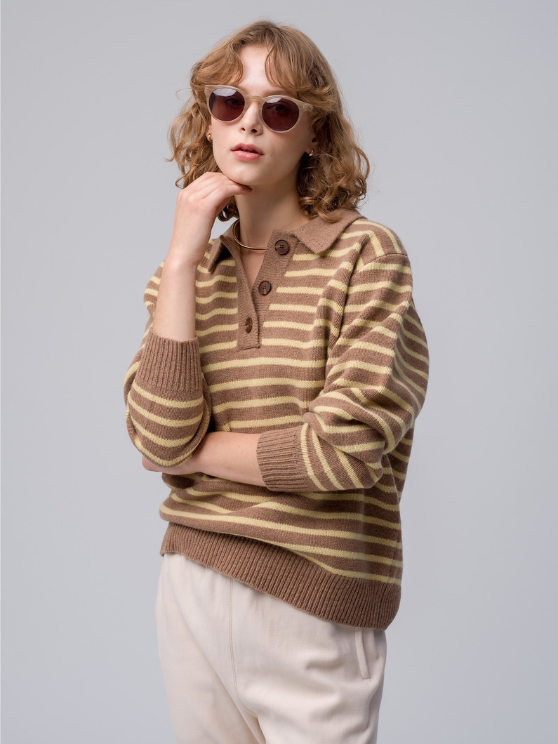 Renny Striped Wool Pullover 詳細画像 brown 1