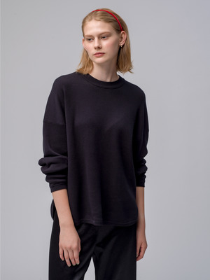 Cotton Smooth Knit Pullover 詳細画像 black