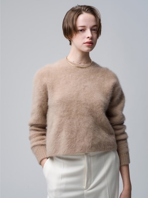 Cropped Fox Cashmere Knit Pullover 詳細画像 beige