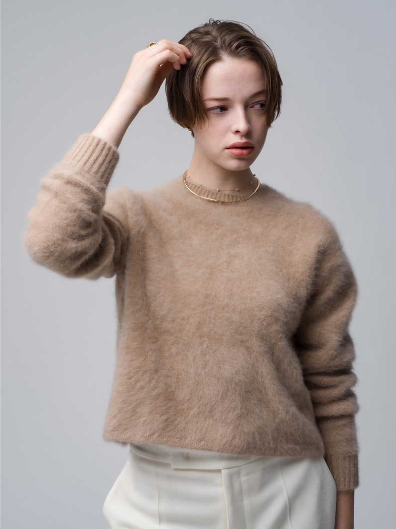 Cropped Fox Cashmere Knit Pullover 詳細画像 beige 2