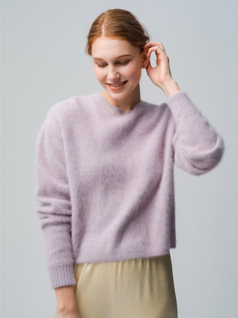 Cropped Fox Cashmere Knit Pullover 詳細画像 light purple 1
