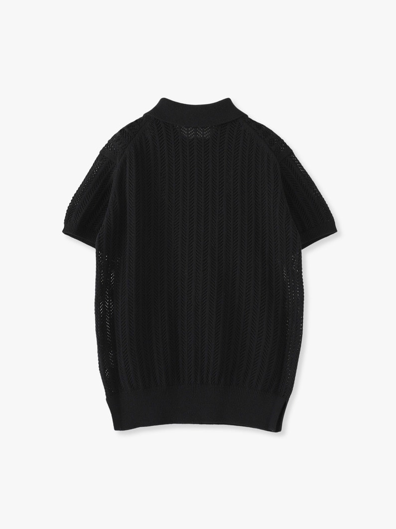Lace Knit Polo Shirt 詳細画像 black 3