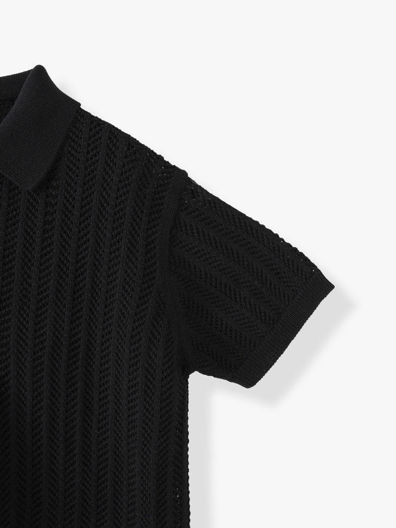 Lace Knit Polo Shirt 詳細画像 black 5