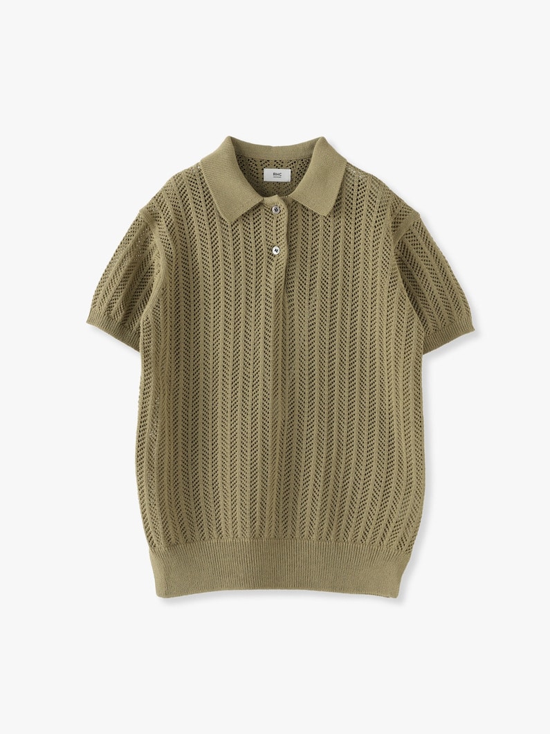 Lace Knit Polo Shirt 詳細画像 beige 2
