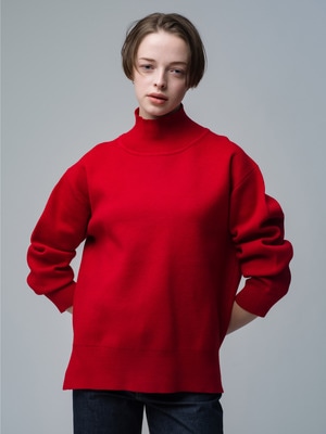 Double Face High Neck Knit Pullover 詳細画像 red