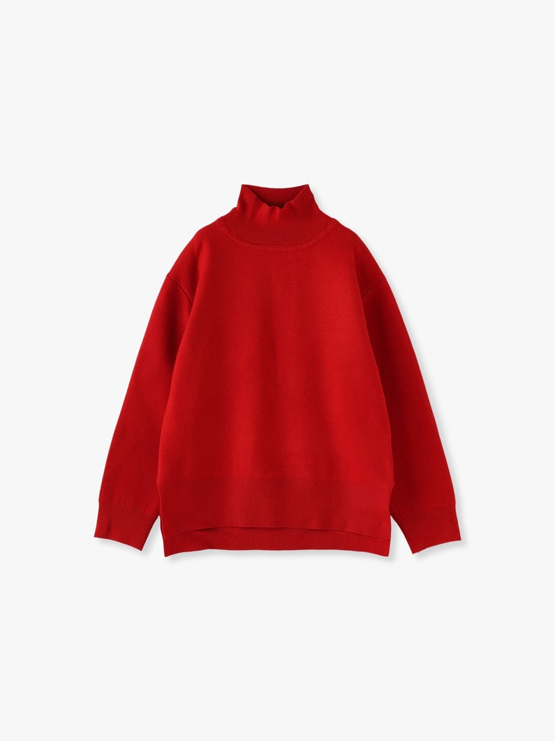 Double Face High Neck Knit Pullover 詳細画像 red 3