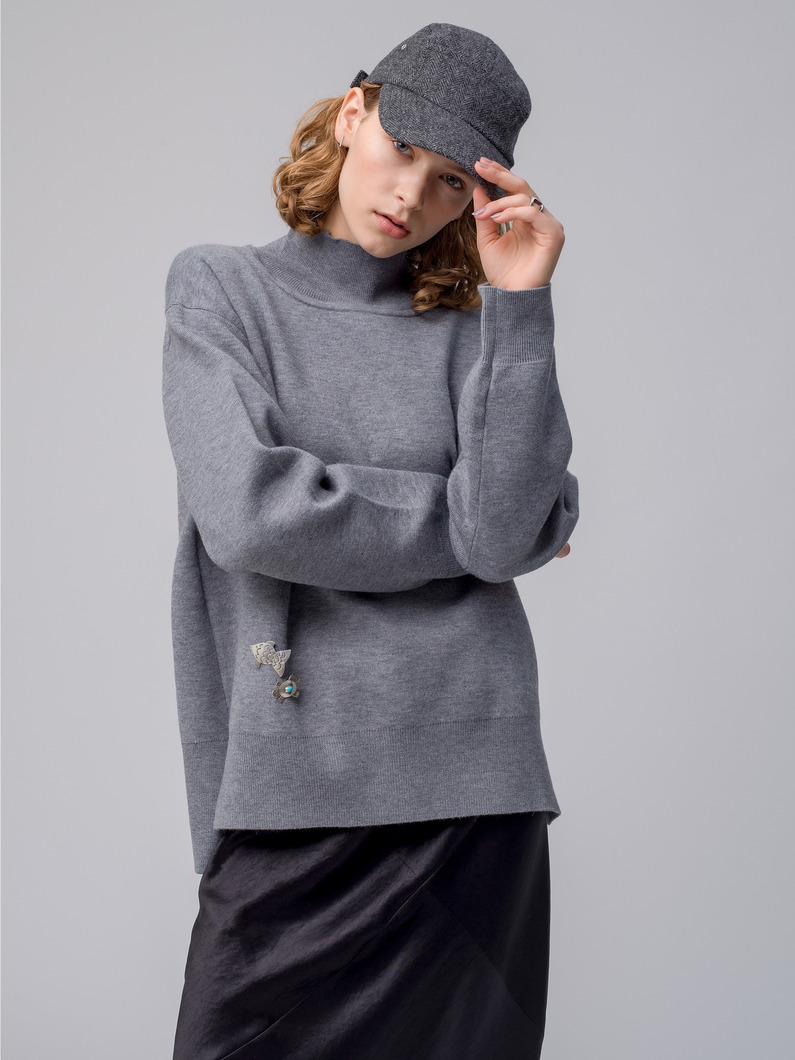 Double Face High Neck Knit Pullover 詳細画像 gray 2