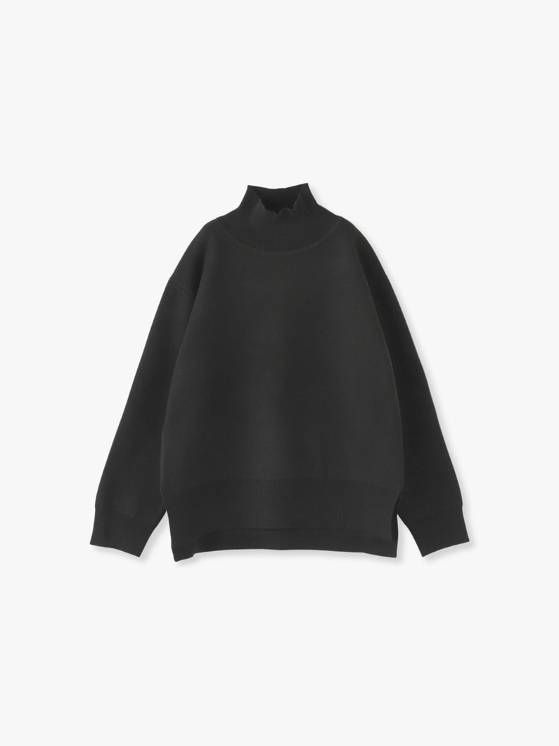 Double Face High Neck Knit Pullover 詳細画像 black 4