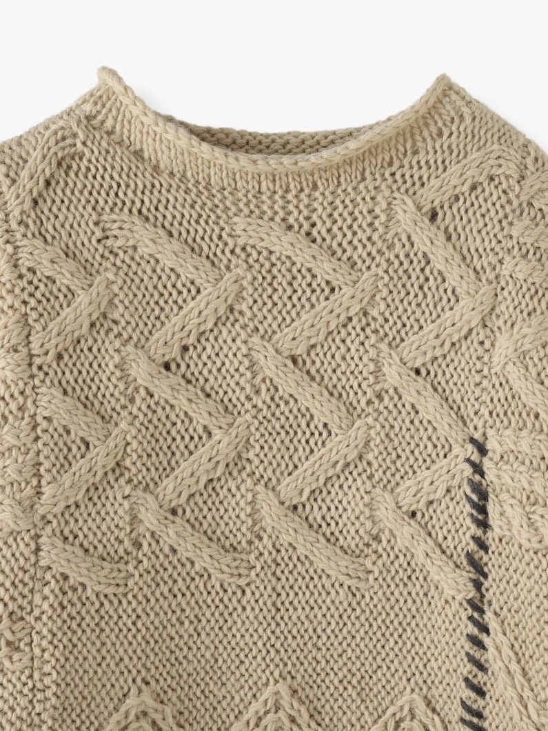 Patchwork Cable Knit Pullover 詳細画像 ivory 5