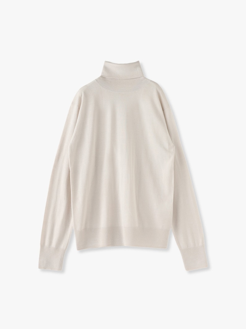 Bright Wool Silk Knit Turtle Neck Pullover 詳細画像 ivory 1