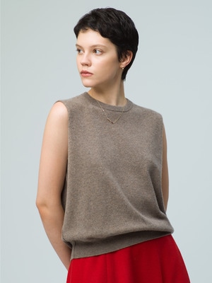 Be Now Cashmere Sleeveless Top (light brown) 詳細画像 light brown