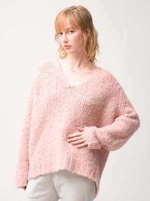 Alpaca Wool V Neck Knit Pullover 詳細画像 pink