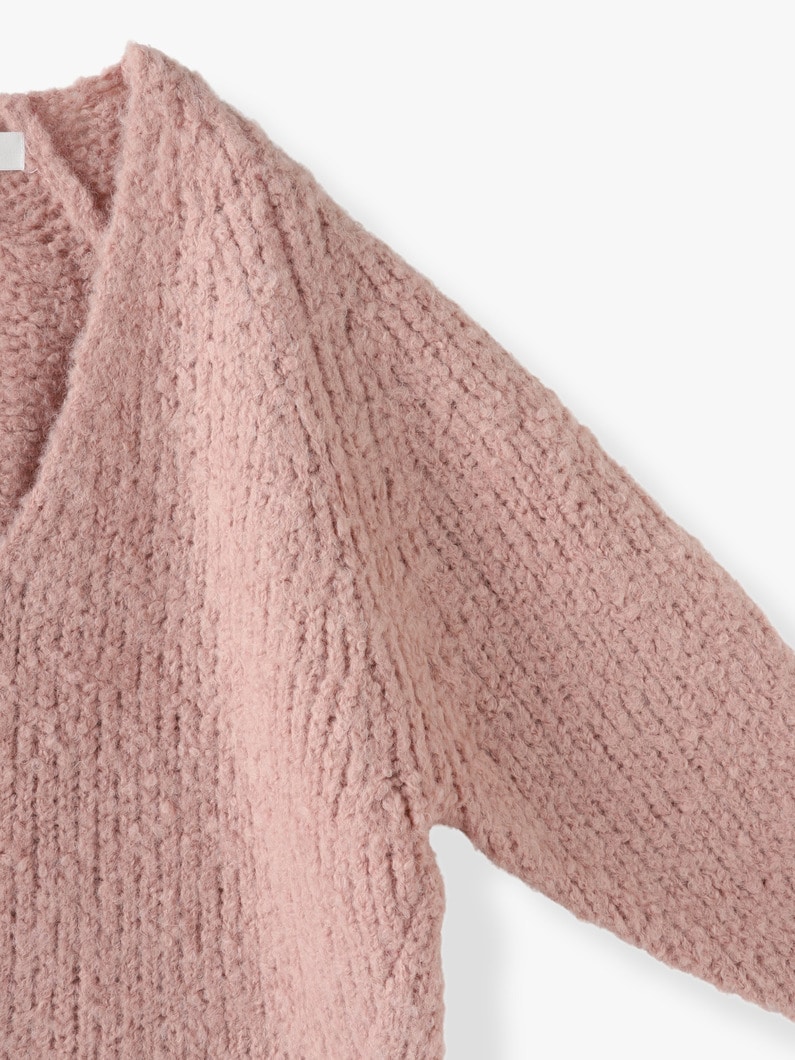 Alpaca Wool V Neck Knit Pullover 詳細画像 pink 4
