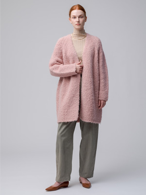 Alpaca Wool V Neck Knit Cardigan 詳細画像 pink