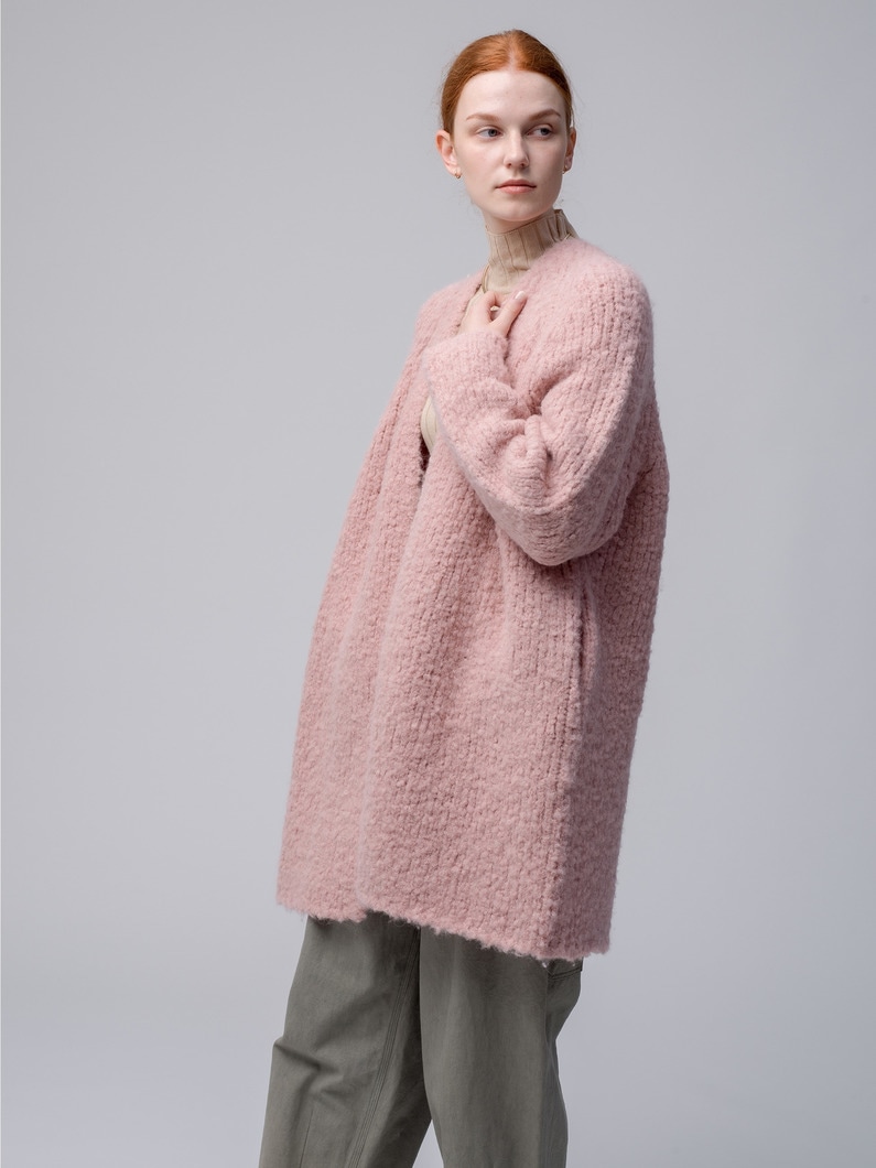 Alpaca Wool V Neck Knit Cardigan 詳細画像 pink 3