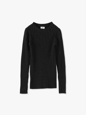 Wide Rib Crew Neck Knit Pullover 詳細画像 charcoal gray