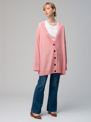 Oversized V Neck Knit Cardigan 詳細画像 pink