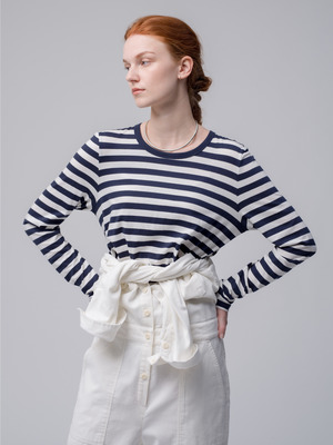 Sojourn Stripe Long Sleeve Tee (women) 詳細画像 navy