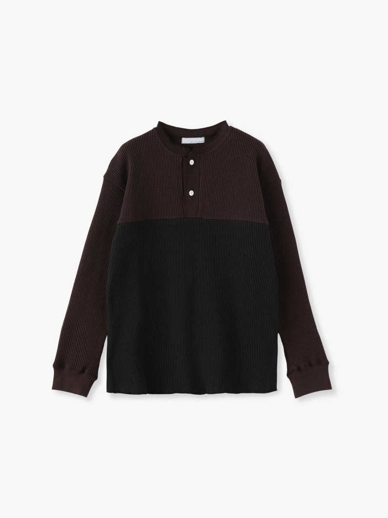 Bicolor Waffle Pullover 詳細画像 brown 1