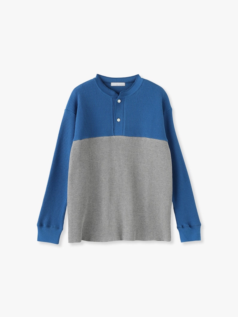 Bicolor Waffle Pullover 詳細画像 blue 1