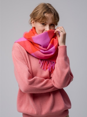 Block Checked Cashmere Stole (pink) 詳細画像 pink
