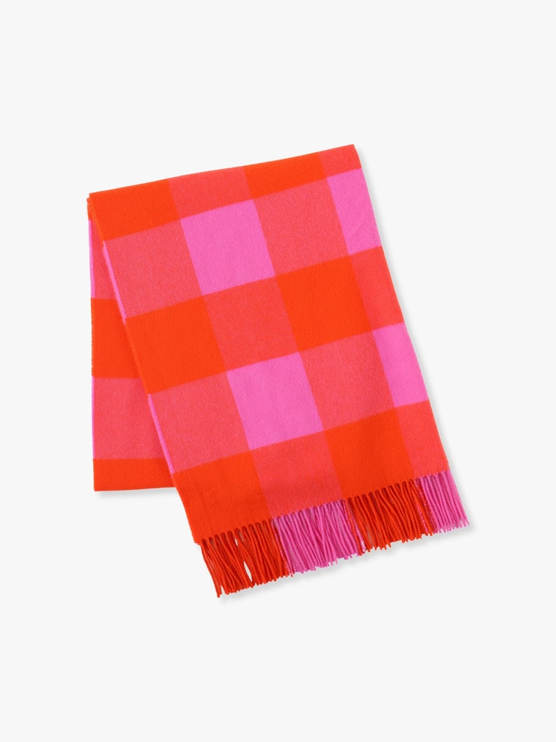 Block Checked Cashmere Stole (pink) 詳細画像 pink 2