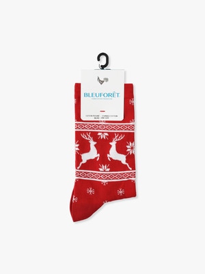 Christmas Reindeer Socks 詳細画像 red