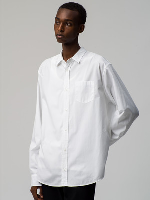 Luke Poplin Garment Dye Shirt (white) 詳細画像 white