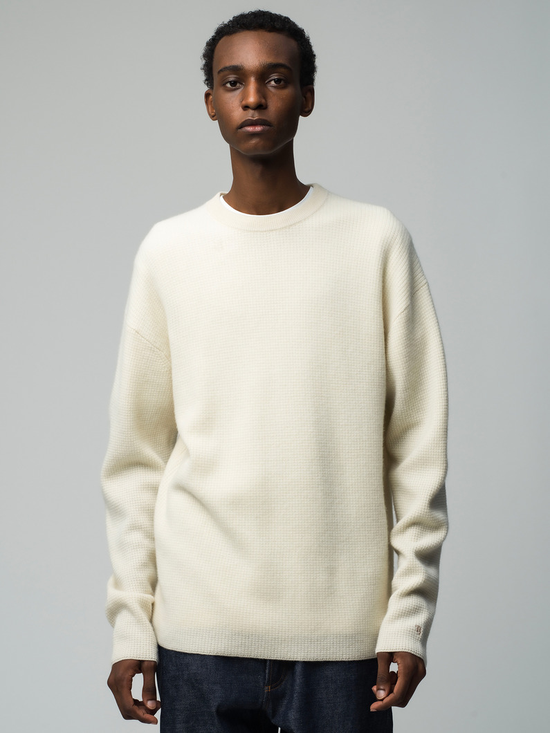 Cashmere Waffle Knit Pullover 詳細画像 off white 1