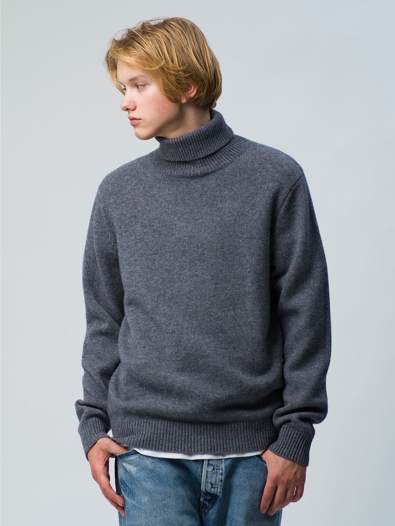 Turtle Neck Knit Pullover 詳細画像 gray 1