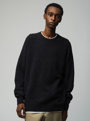 Lambs Wool Crew Neck Pullover 詳細画像 charcoal gray