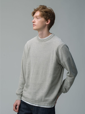 Cotton Knit Pullover 詳細画像 top gray