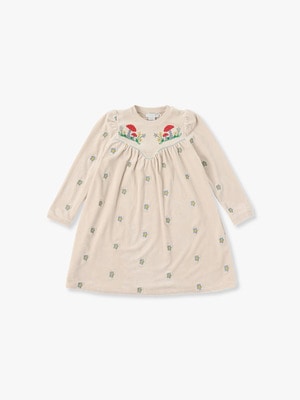 Embroidery Daisy Velour Fleece Dress 詳細画像 cream