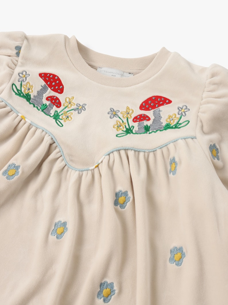 Embroidery Daisy Velour Fleece Dress 詳細画像 cream 3