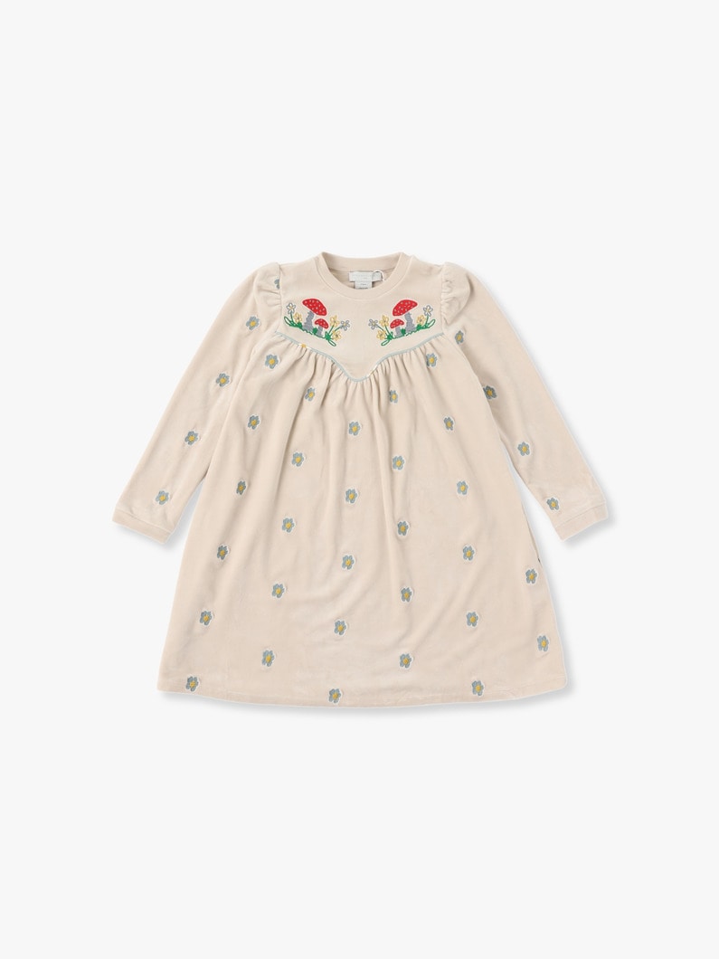 Embroidery Daisy Velour Fleece Dress 詳細画像 cream 1
