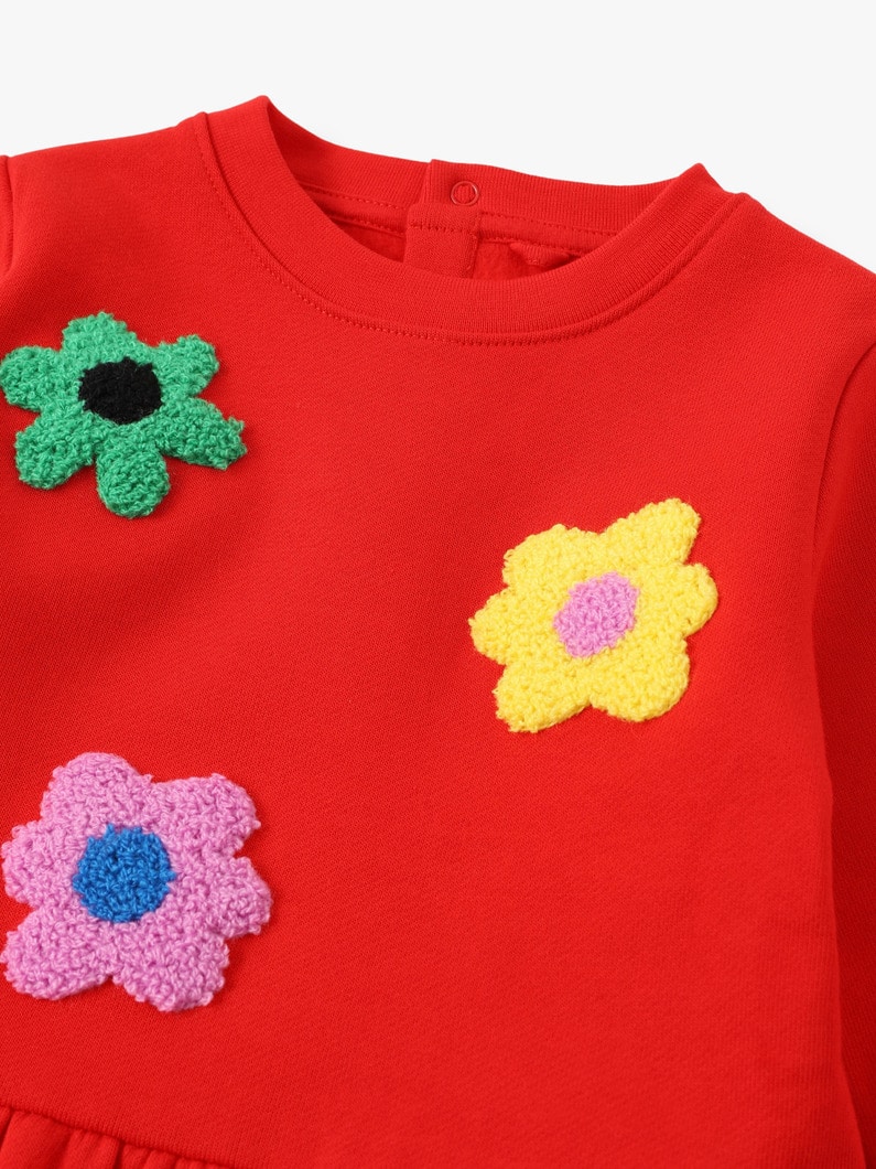 Flower Embroidery Fleece Dress 詳細画像 red 3