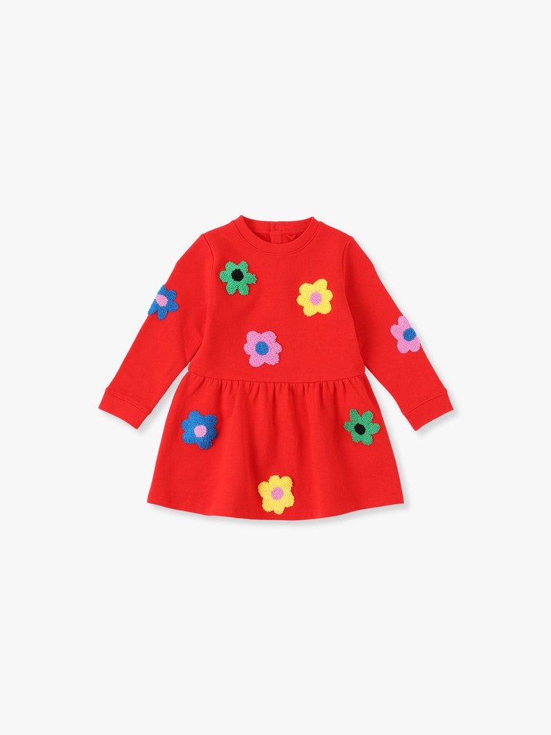 Flower Embroidery Fleece Dress 詳細画像 red 1