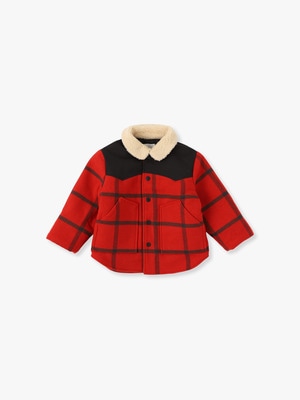 Shearling Collar Checked Jacket 詳細画像 red