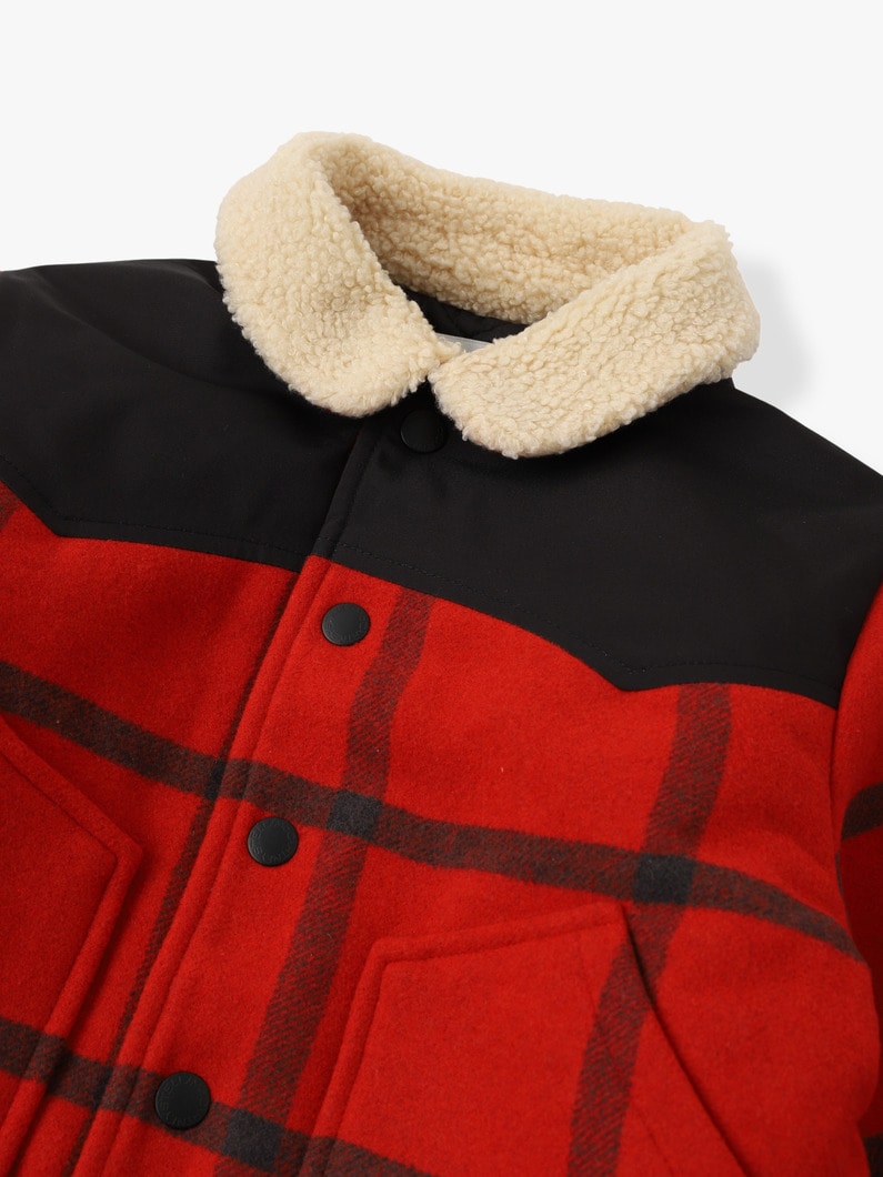 Shearling Collar Checked Jacket 詳細画像 red 3