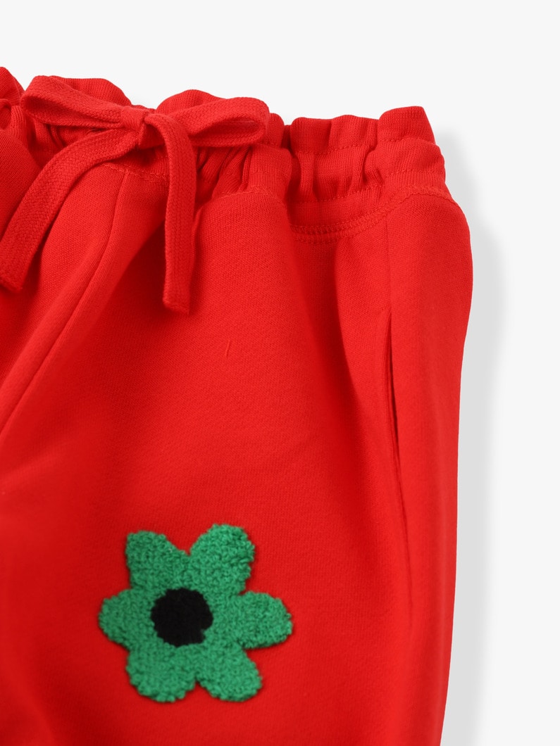 Flower Embroidery Fleece Jogger Pants 詳細画像 red 3